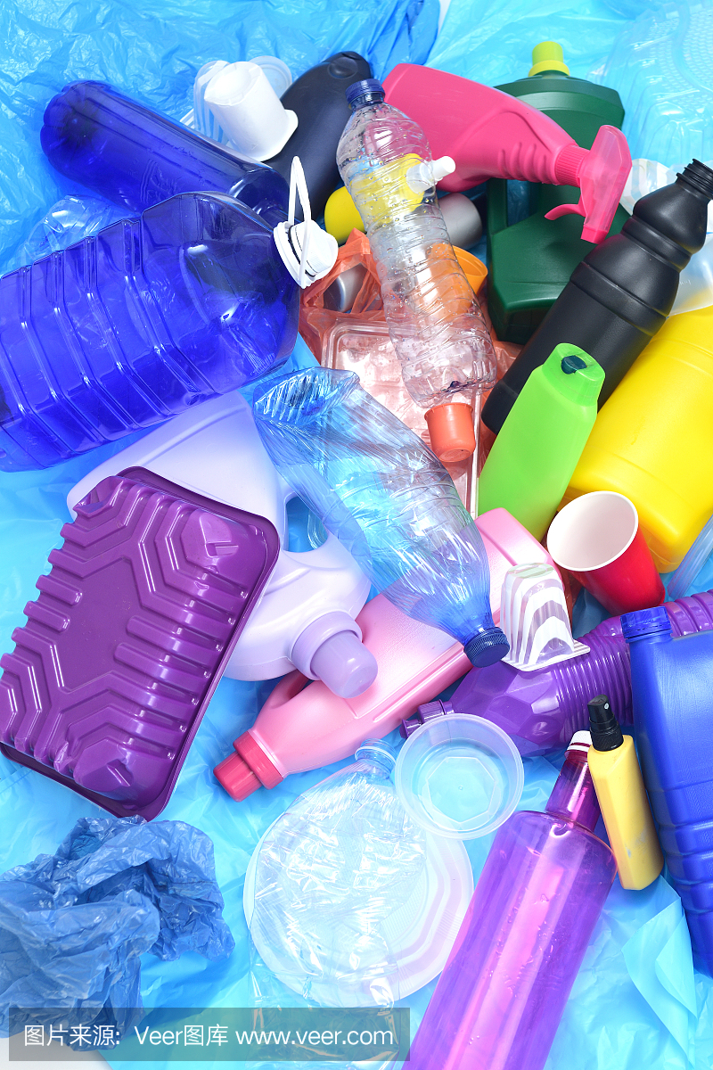 回收塑料的特寫